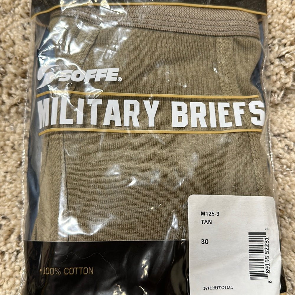 1 (one) military brief - size 30 soffe tan